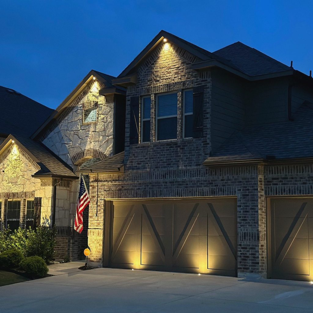 Soffit gable lighting installation DFW home exterior
